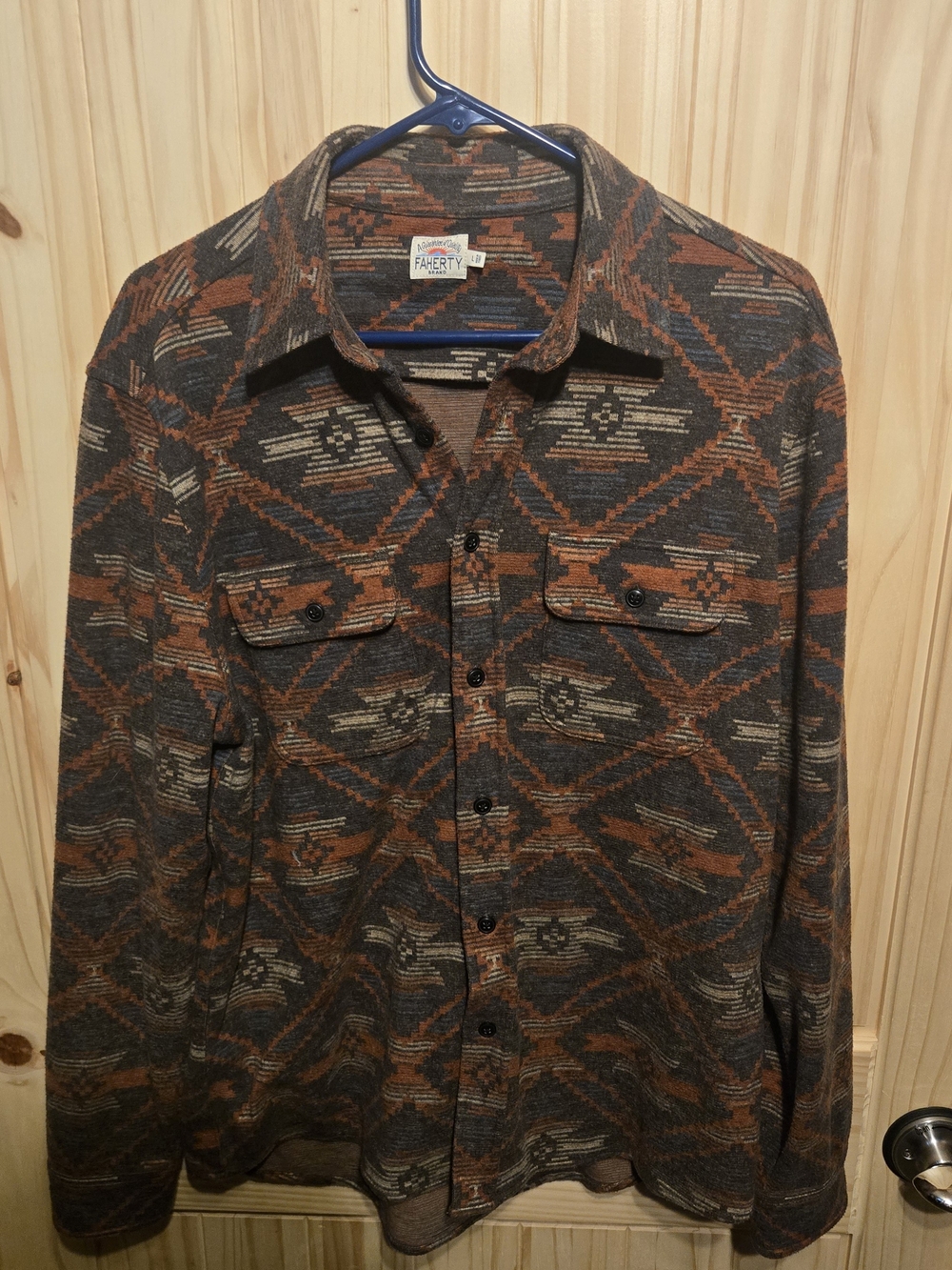 Faherty - Doug Good Feather Legend Stretch-Flannel Jacquard Shirt Large